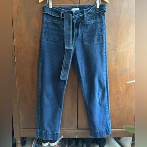 LOFT ankle length Dark Blue Denim Belted Jeans